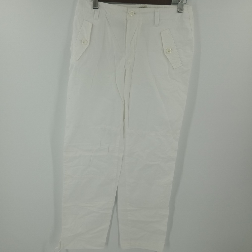 Polo Jeans Co Ralph Lauren White Cotton Cargo Pants Drawstring Hem Womens 2